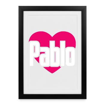 I Love Pablo Pink Heart I Love Pablo - Framed poster (27 × 37 cm) - black - Front