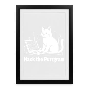 Purrrgram Hack: Cat Tech Humor - Framed poster (27 × 37 cm) - black - Front