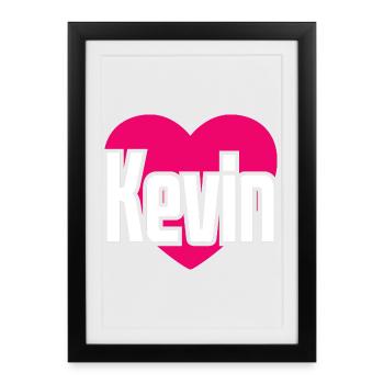 I Love Kevin Pink Heart I Love Kevin - Framed poster (27 × 37 cm) - black - Front