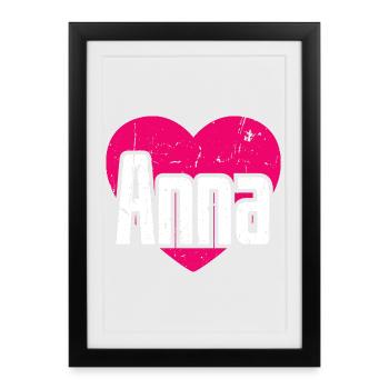 I Love Anna Pink Heart I Love Anna - Framed poster (27 × 37 cm) - black - Front