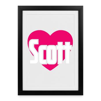 J’aime Scott Pink Heart J’aime Scott - Affiche encadrée (27 × 37 cm) - noir - Devant