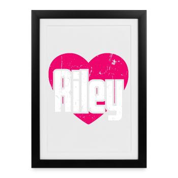 I Love Riley Pinkes Herz Ich liebe Riley - Gerahmtes Poster (27 × 37 cm) - Schwarz - Vorne