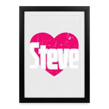I Love Steve Pink Heart I Love Steve - Framed poster (27 × 37 cm) - black - Front
