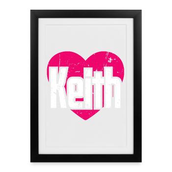 I Love Keith Pink Heart I Love Keith - Framed poster (27 × 37 cm) - black - Front