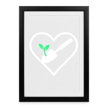 Heart Gardening – Design amoureux de la nature - Affiche encadrée (27 × 37 cm) - noir - Devant