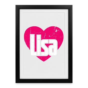 J’aime Lisa Cœur Rose J’aime Lisa - Affiche encadrée (27 × 37 cm) - noir - Devant
