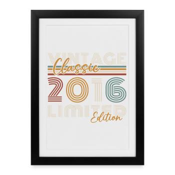 2016 Vintage Retro Geburtstagsgeschenk - Gerahmtes Poster (27 × 37 cm) - Schwarz - Vorne