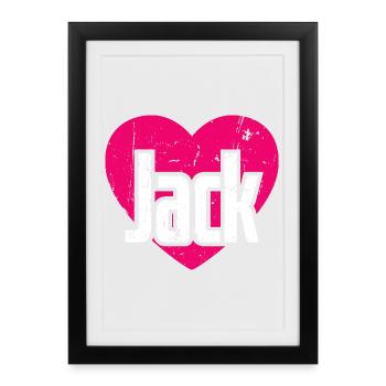 J’aime Jack Cœur Rose J’aime Jack - Affiche encadrée (27 × 37 cm) - noir - Devant