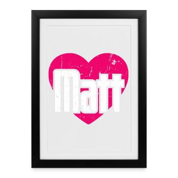 J’aime Matt Pink Heart J’aime Matt - Affiche encadrée (27 × 37 cm) - noir - Devant