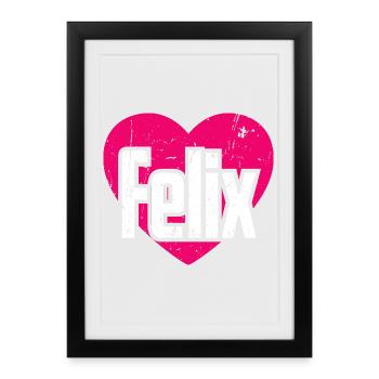 J’aime Felix Pink Heart J’aime Felix - Affiche encadrée (27 × 37 cm) - noir - Devant