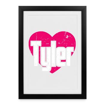 I Love Tyler Pinkes Herz Ich liebe Tyler - Gerahmtes Poster (27 × 37 cm) - Schwarz - Vorne