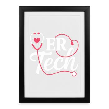 ER Stéthoscope Cœur - Affiche encadrée (27 × 37 cm) - noir - Devant