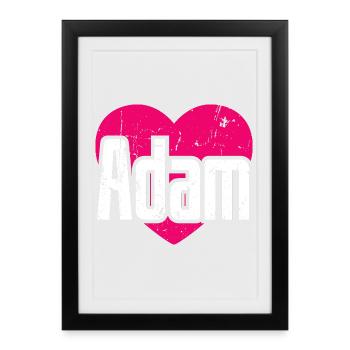 I Love Adam Pink Heart I Love Adam - Framed poster (27 × 37 cm) - black - Front