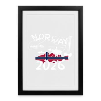 Norway 2026 Cod with Mountains and Moose Fishing - Framed poster (27 × 37 cm) - black - Front