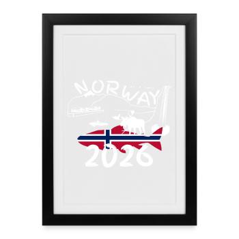 Norway 2026 Salmon with Mountains and Moose Fishing - Framed poster (27 × 37 cm) - black - Front