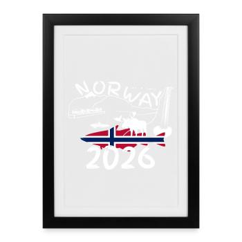 Norway 2026 Pollack with Mountains and Moose Fishing - Framed poster (27 × 37 cm) - black - Front