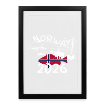 Norvège 2026 Redfish avec la pêche en montagne et à l’orignal - Affiche encadrée (27 × 37 cm) - noir - Devant