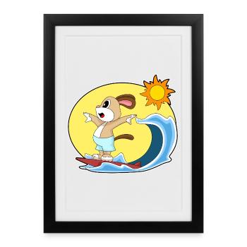 Été de surf sur planche de surf pour chiens - Affiche encadrée (27 × 37 cm) - noir - Devant