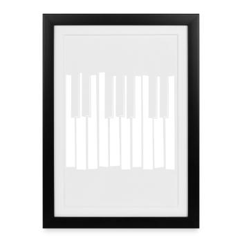 Motif de bandes de clavier piano - Affiche encadrée (27 × 37 cm) - noir - Devant