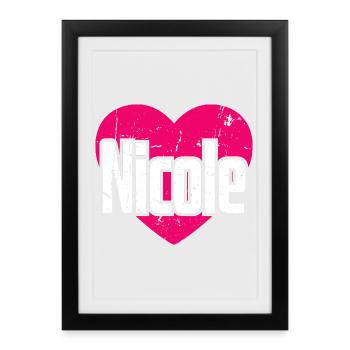 I Love Nicole Pink Heart I Love Nicole - Framed poster (27 × 37 cm) - black - Front