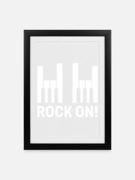 Rock auf Klaviertasten - Gerahmtes Poster (27 × 37 cm) - Schwarz