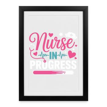 Nurse In Progress Pink Blue - Framed poster (27 × 37 cm) - black - Front