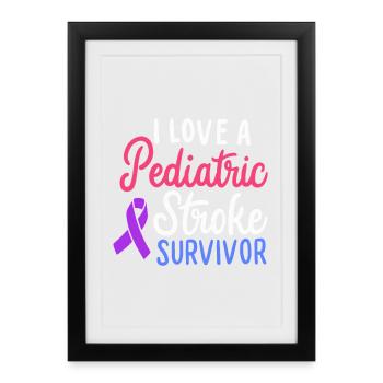 J’adore un ruban d’art pour survivants d’AVC pédiatrique - Affiche encadrée (27 × 37 cm) - noir - Devant