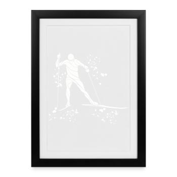Ski de fond Ski de fond - Affiche encadrée (27 × 37 cm) - noir - Devant