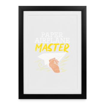 Graphique maître drôle d’avion en papier - Affiche encadrée (27 × 37 cm) - noir - Devant