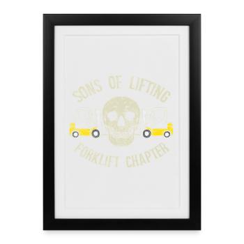 Chapitre Sons of Lifting Forklift Conception de Crâne - Affiche encadrée (27 × 37 cm) - noir - Devant