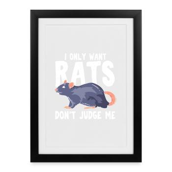 Cute Blue Rat Illustration Pet Rodent Graphic - Framed poster (27 × 37 cm) - black - Front