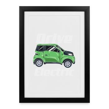 Drive Electric Eco Car Sustainable Energy Design - Framed poster (27 × 37 cm) - black - Front