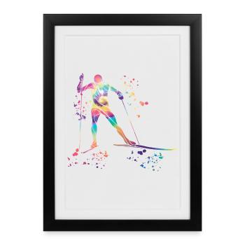 Ski de fond Ski de fond - Affiche encadrée (27 × 37 cm) - noir - Devant