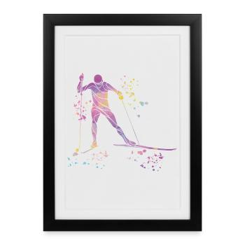 Ski de fond Ski de fond - Affiche encadrée (27 × 37 cm) - noir - Devant