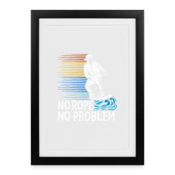 No Rope No Problem Wakesurfing Retro Sunset Design - Framed poster (27 × 37 cm) - black - Front