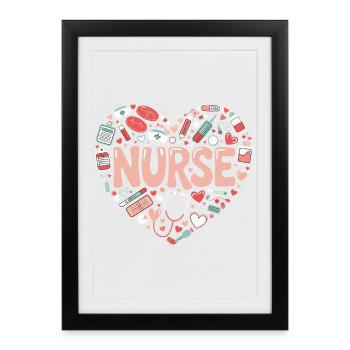 Nurse Heart Design - Framed poster (27 × 37 cm) - black - Front