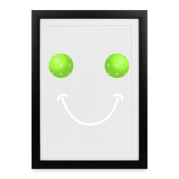 Visage Heureux Pickleball - Affiche encadrée (27 × 37 cm) - noir - Devant