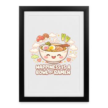 Bol de Ramen Kawaii - Affiche encadrée (27 × 37 cm) - noir - Devant