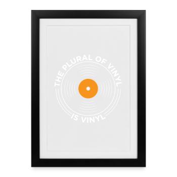 Le pluriel de vinyle est vinyle design musical drôle - Affiche encadrée (27 × 37 cm) - noir - Devant