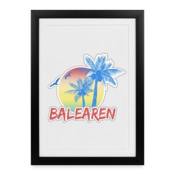 Vacances Îles Baléares - Affiche encadrée (27 × 37 cm) - noir - Devant
