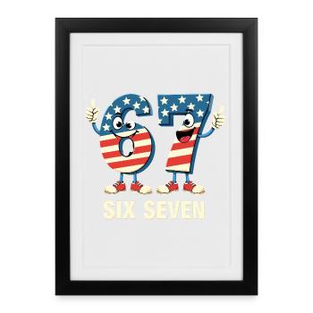 US Flag 67 Memes Six Seven - Affiche encadrée (27 × 37 cm) - noir - Devant