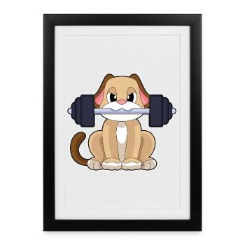 Bodybuilder canin Bodybuilder Barbell Bodybuilding - Affiche encadrée (27 × 37 cm) - noir - Devant