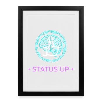 Niveau de niveau Brain Gehirn IA - Affiche encadrée (27 × 37 cm) - noir - Devant