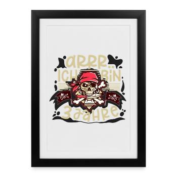 3ème anniversaire Pirate - Affiche encadrée (27 × 37 cm) - noir - Devant