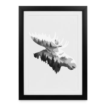 Moose, Forest, Nature, Wilderness, Outdoor, Animal - Framed poster (27 × 37 cm) - black - Front