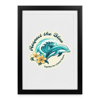 Protéger le Bleu - Dolphin - Affiche encadrée (27 × 37 cm) - noir - Devant