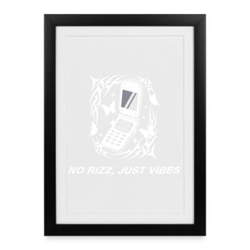 No Rizz Just Vibes Y2K Cell Phone - Framed poster (27 × 37 cm) - black - Front