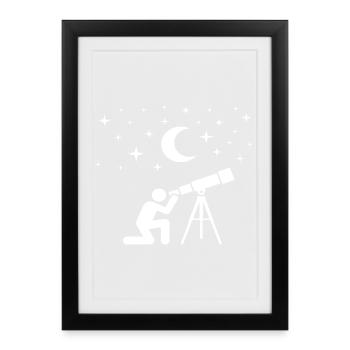 Astronomie de nuit – Conception de télescopes et d’étoiles - Affiche encadrée (27 × 37 cm) - noir - Devant