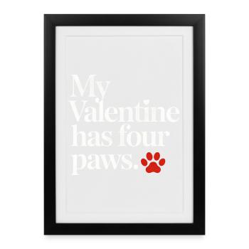 My Valentine Has Four Paws Shirt – Cute Pet Lover  - Framed poster (27 × 37 cm) - black - Front