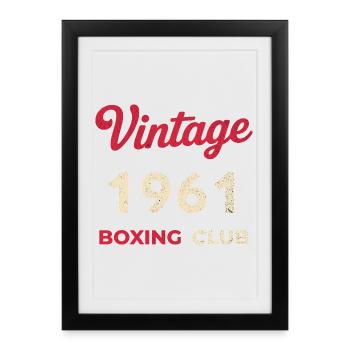 Vintage 1961 – Année de naissance rétro du Boxing Club - Affiche encadrée (27 × 37 cm) - noir - Devant